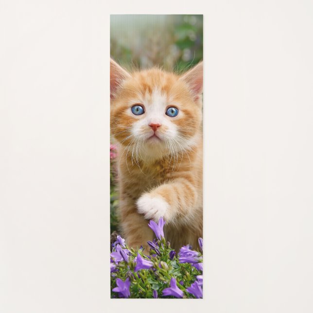 Tapis De Yoga Cute Ginger Chat Kitten dans un jardin Photo Portr (Devant)