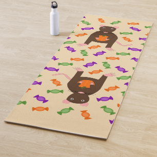 Tapis De Yoga Cute Halloween Rat et Citrouille