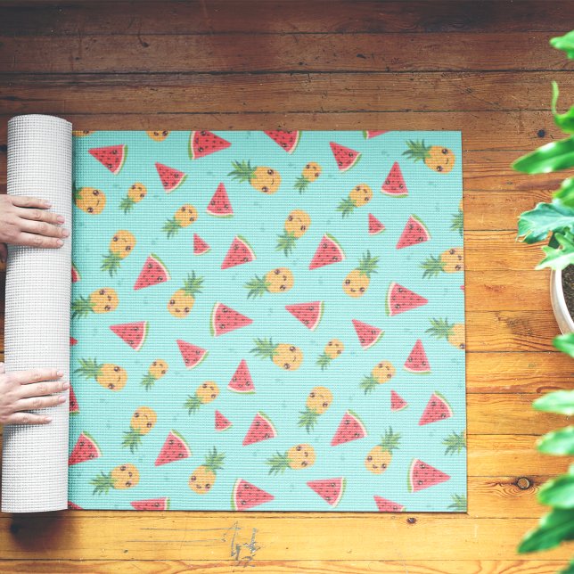 Tapis De Yoga Cute Kawaii Ananas & Motif de pastèque (Créateur téléchargé)