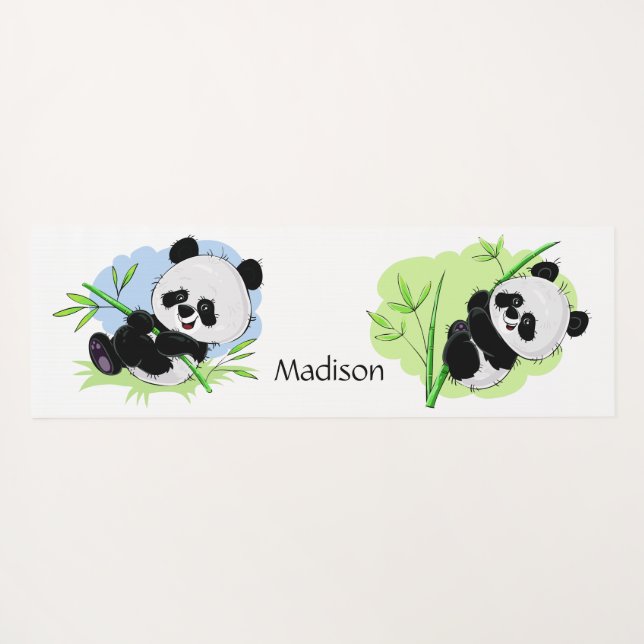 Tapis De Yoga Cute Pandas texte personnalisé et mat de yoga coul (Dos (Horizontal))