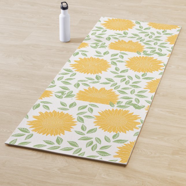 Tapis De Yoga Cute Rustic Motif de tournesol (En situation)
