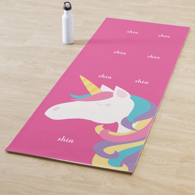 Tapis De Yoga Cute Unicorn rose personnalisé (En situation)