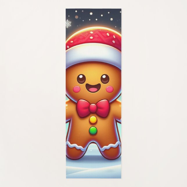 Tapis De Yoga Cute Whimsical Noël/homme en pain d'épices d'hiver (Devant)