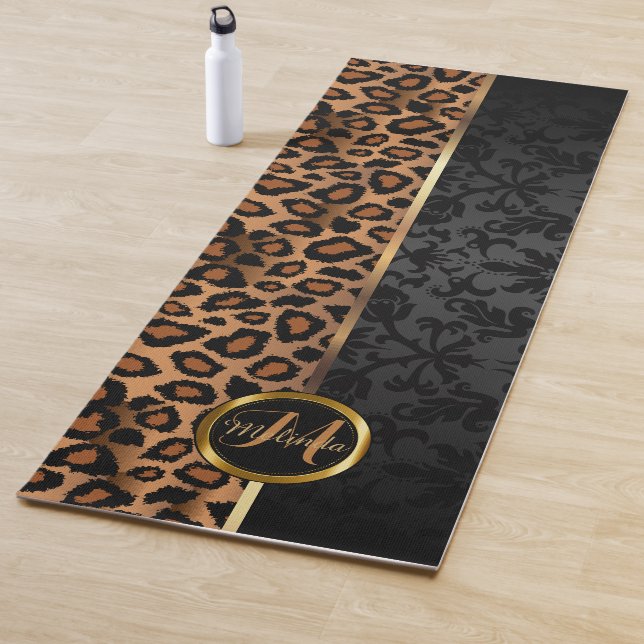 Tapis De Yoga Damas noir et léopard Brown (En situation)