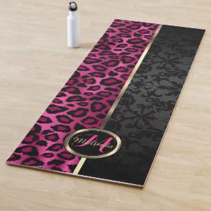 Tapis De Yoga Damas noires et yoga léopard rose chaud