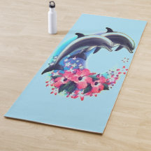Dauphins et fleurs roses