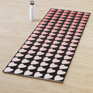 Tapis De Yoga Dégradé Motif rose et noir du coeur