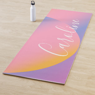 Tapis De Yoga Dégradé violet super   Nom de script personnalisé