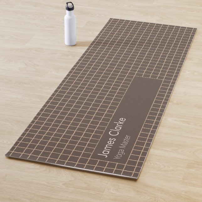 Tapis De Yoga Delicy Brown Creamy À damiers Motif (En situation)
