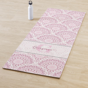 Tapis De Yoga Dentelle de Confetti Rose Art Déco personnalisée M