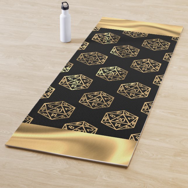 Tapis De Yoga Dés RPG | Gold Imaginaire Retro Tabletop PnP Gamer (En situation)