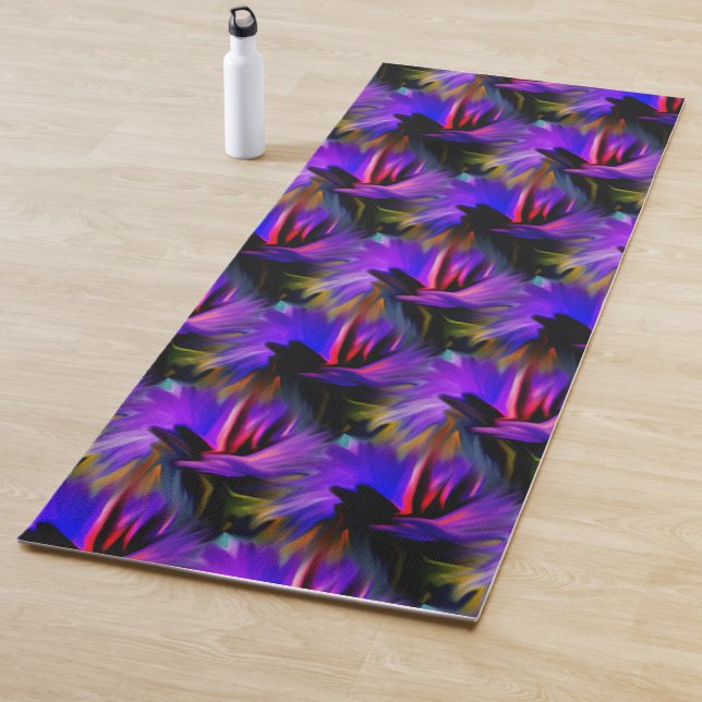 Tapis De Yoga Design Abstrait Bleu Et Violet (En situation)