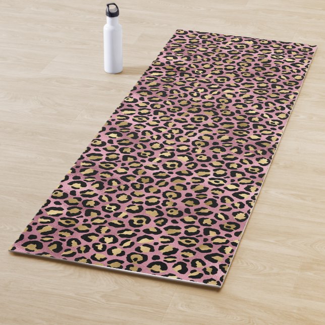 Tapis De Yoga Design de série Leopard rose et or 15 (En situation)