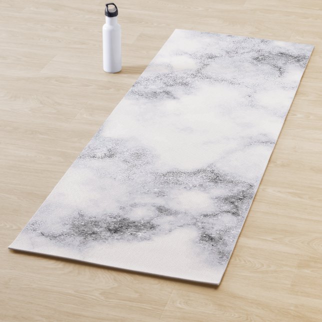 Tapis De Yoga Design noir et Marbre blanc simple | Yoga Mat (En situation)