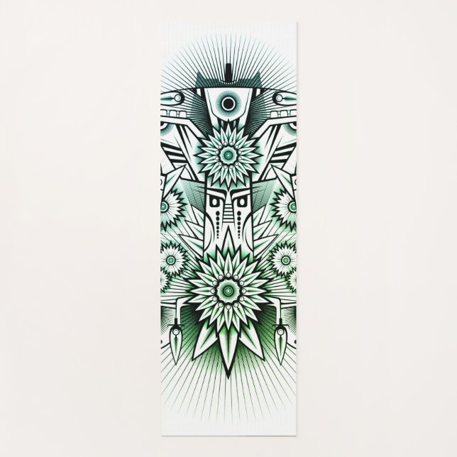 Tapis De Yoga Design tribal teinte verte (Devant)