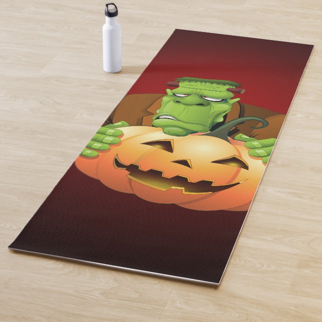 Tapis De Yoga Dessin de Frankenstein Monster avec Citrouille (En situation)