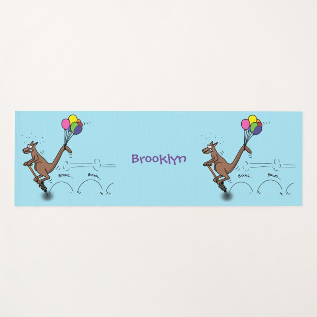 Tapis De Yoga Dessin d'humour australien kangourou (Devant (Horizontal))
