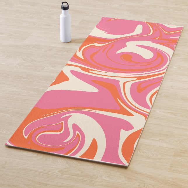 Tapis De Yoga Déversement - rose, orange et crème (En situation)