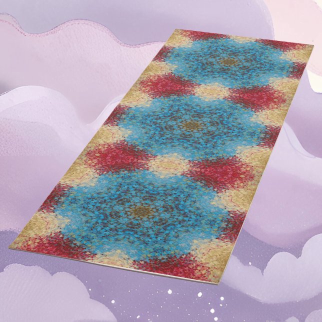 Tapis De Yoga Digital Mandala bleu rouge et jaune (Créateur téléchargé)