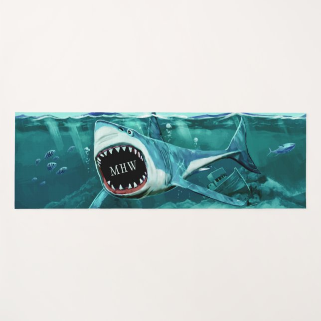 Tapis de yoga d'illustration de requin (Devant (Horizontal))