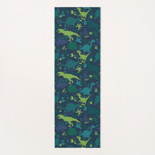 Tapis De Yoga Dino Doodle Silhouettes Enfants Dinosaur