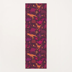 Tapis De Yoga Dino Doodle Silhouettes Enfants Dinosaur