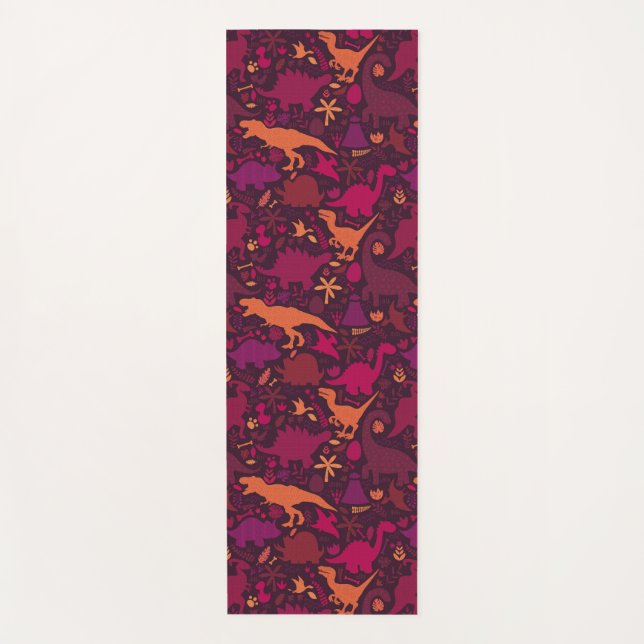 Tapis De Yoga Dino Doodle Silhouettes Enfants Dinosaur (Devant)