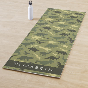 Tapis De Yoga Dinosaure Motif, Dinosaur Silhouette, Votre Nom