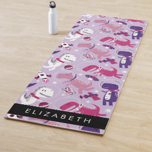 Tapis De Yoga Dinosaures Spatiaux, Dinosaures Mignons, Étoiles,