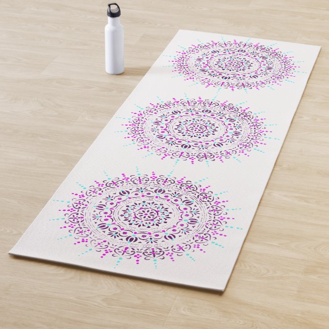 Tapis De Yoga Dot Turquoise et pourpre Mandala Yoga Mat (En situation)