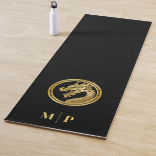 Tapis De Yoga Dragon-Monogramme-Or Personnalisé
