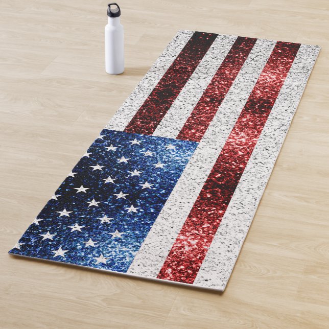Tapis De Yoga drapeau américain rouge blanc brillant parties sci (En situation)