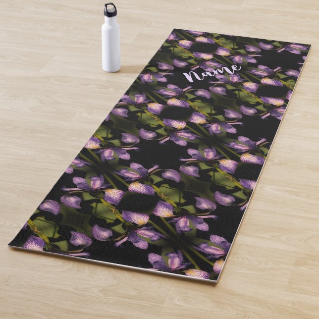Tapis De Yoga Drapeau bleu Iris Fleur Motif Abstrait (En situation)