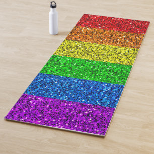 Tapis De Yoga Drapeau LGBT parties scintillant arc-en-ciel éclat