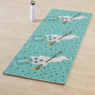 Tapis De Yoga Dressed up Ghost Aqua Top Hat Fancy Cane