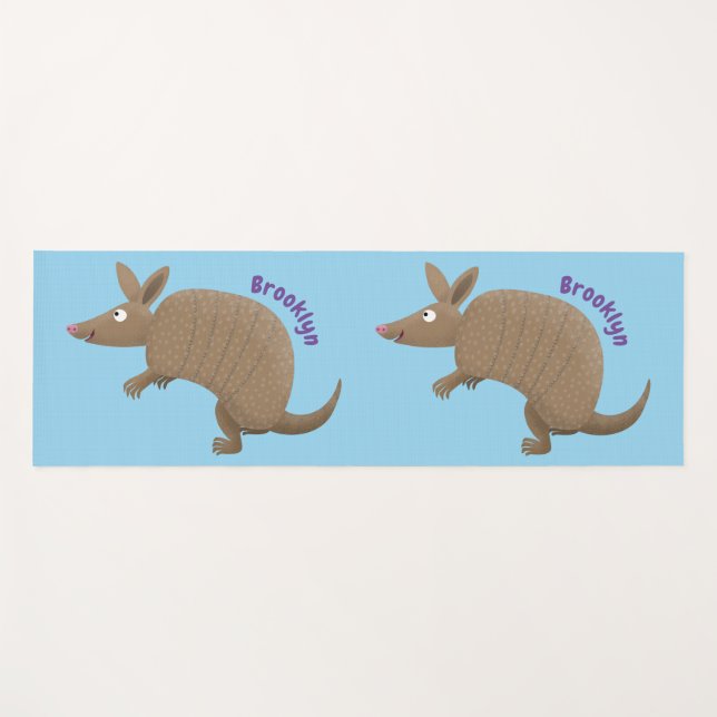 Tapis De Yoga Drôle armadillo joyeux dessin animé (Devant (Horizontal))