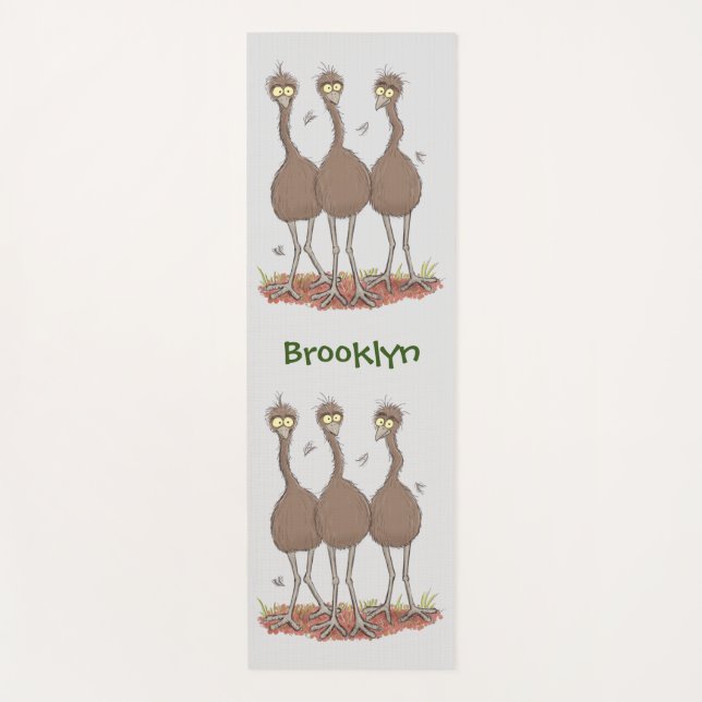 Tapis De Yoga Drôle dessin animé du trio australien emu (Devant)
