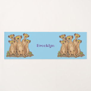 Tapis De Yoga Drôle dessin de la famille meerkat