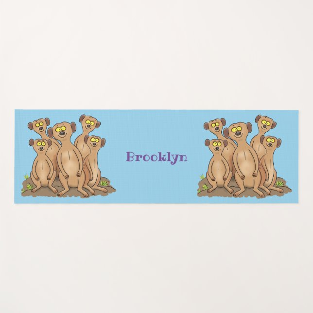 Tapis De Yoga Drôle dessin de la famille meerkat (Devant (Horizontal))