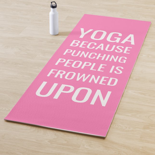 Tapis De Yoga Drôle Exercice rose personnalisé (En situation)
