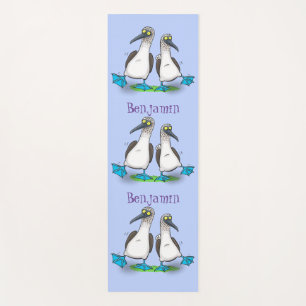 Tapis De Yoga Drôle, joyeux croquis à pieds bleus dansant dessin