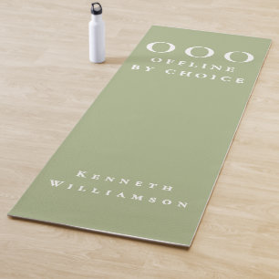 Tapis De Yoga Drôle Personnalisé Vert Sauge Blanc OOO Minimalist