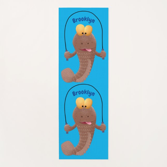 Tapis De Yoga Drôle sauter boudskipper poisson dessin animé (Devant)