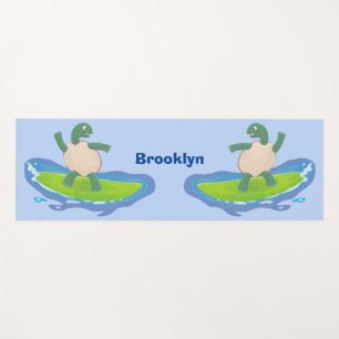 Tapis De Yoga Drôle tortue vague de surf dessin animé