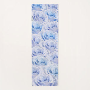 Tapis De Yoga Dusty Blue Roses Flower Power Floral Nom personnal
