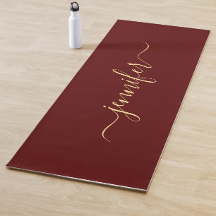 Tapis De Yoga Écriture calligraphique dorée Nom personnalisé Mar