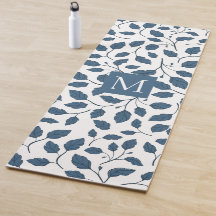 Elégant Bleu Feuille Yoga Mat