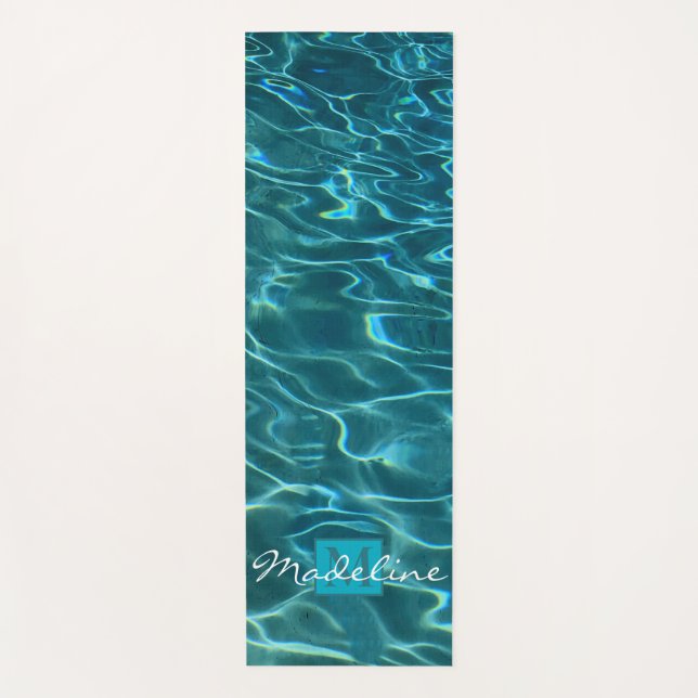 Tapis De Yoga Élégant bleu motif d'eau turquoise (Devant)