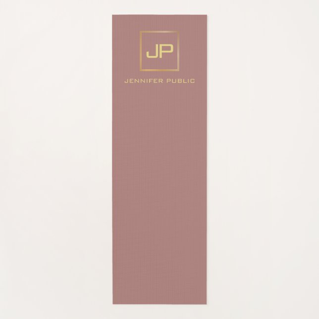 Tapis De Yoga Elégant Gold Look Monogrammed Fitness Modèle (Devant)