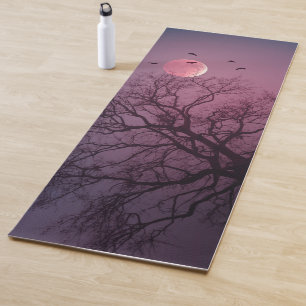 Tapis De Yoga Élégant Halloween Thème Arbre Lune Artwork Éffraya